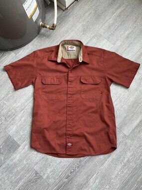 Orange / Red Vintage Dickies Button-Up Short-Sleeve Shirt